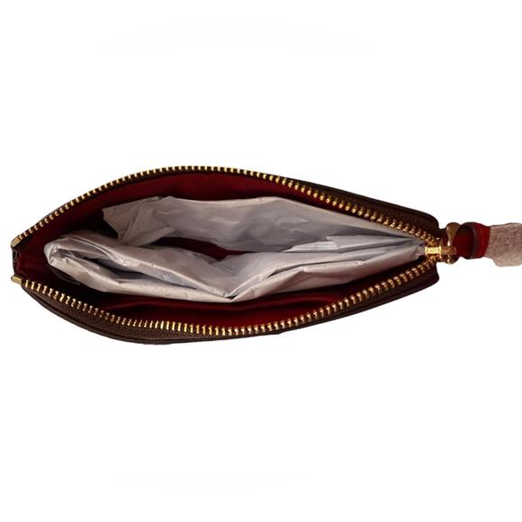 NWT Coach Corner Zip Wristlet in Signature Canvas - Gold/Brown 1941 Red - Picture 7 of 7